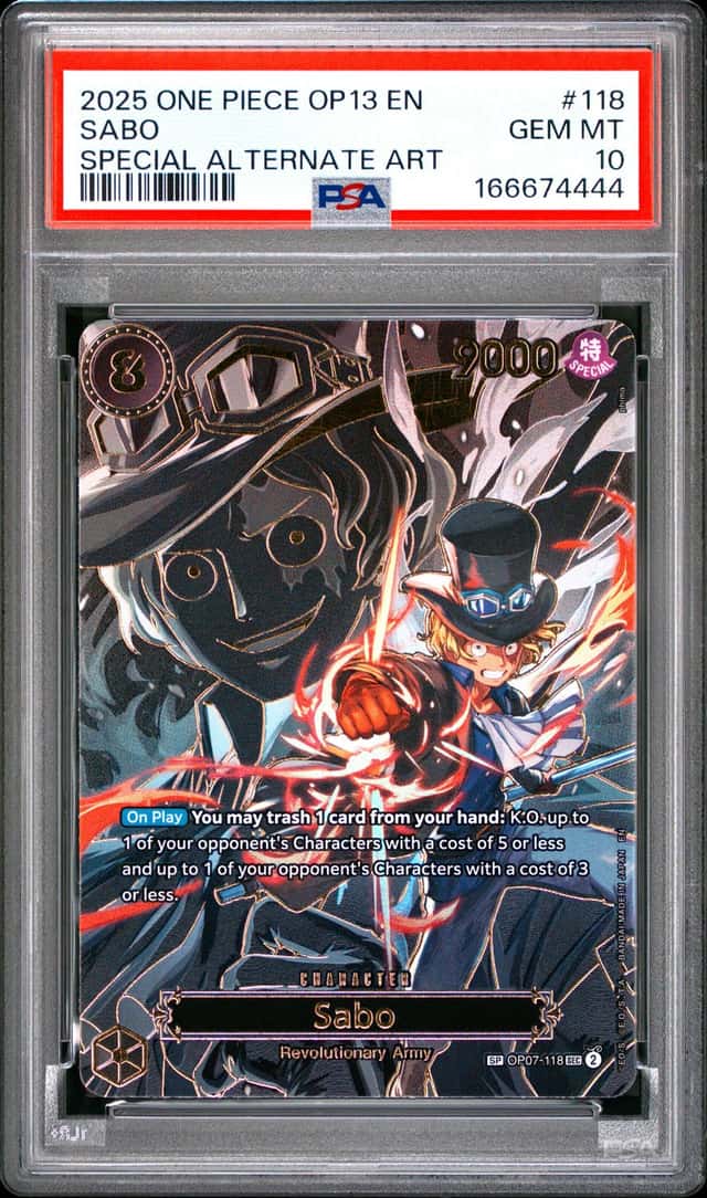 One Piece Sabo Op13-Carrying On His Will 118 Special Alternate Art PSA 10