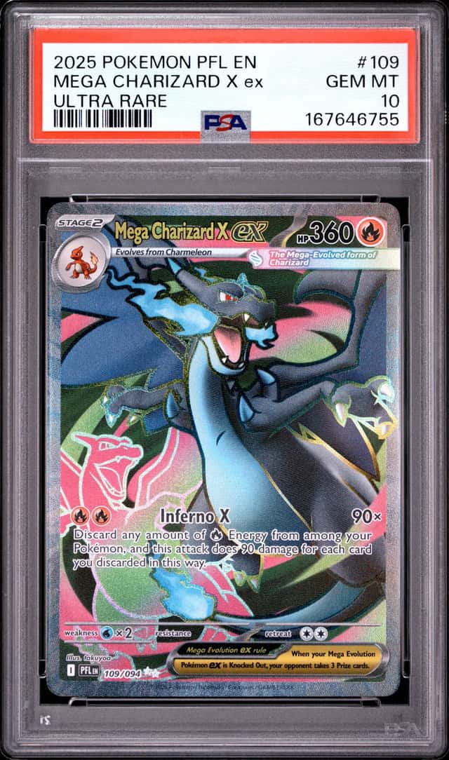 MEGA CHARIZARD X EX #109 PSA 10 ✅ 2025 POKEMON PHANTASMAL FLAMES
