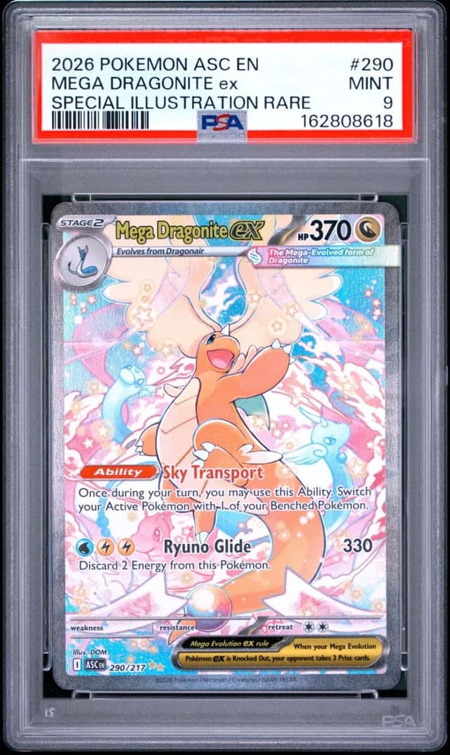 2026 POKEMON ASCENDED HEROES SPECIAL ILLUSTRATION RARE MEGA DRAGONITE EX PSA 9