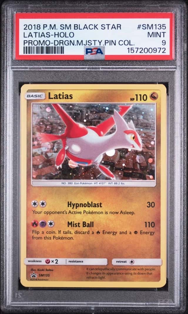 2018 POKEMON SM BLACK STAR PROMO DRAGON MAJESTY PIN COLLECTION LATIAS-HOLO PSA 9