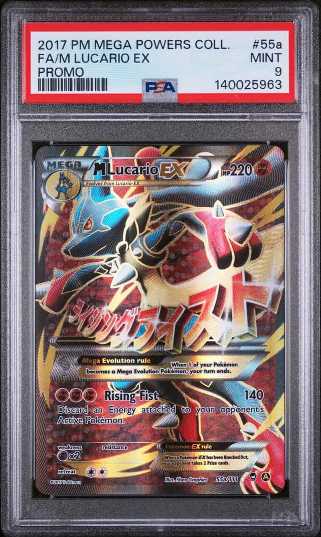 2017 POKEMON XY FURIOUS FISTS MEGA POWERS COLL PROMO #55A/111 M LUCARIO EX PSA 9