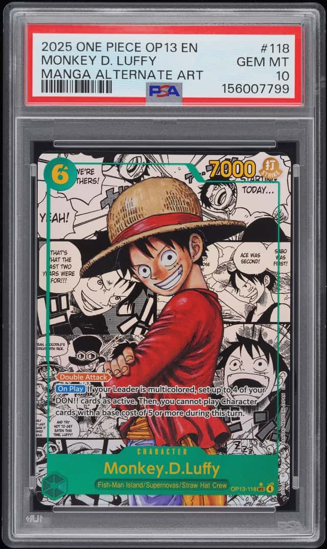 2025 One Piece OP13 En Manga Alternate Art #118 Monkey D. Luffy PSA 10 GEM MINT