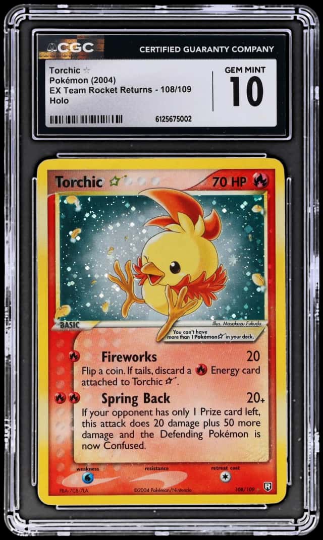 2004 Pokemon Ex Team Rocket Returns Holo Torchic Gold Star #108