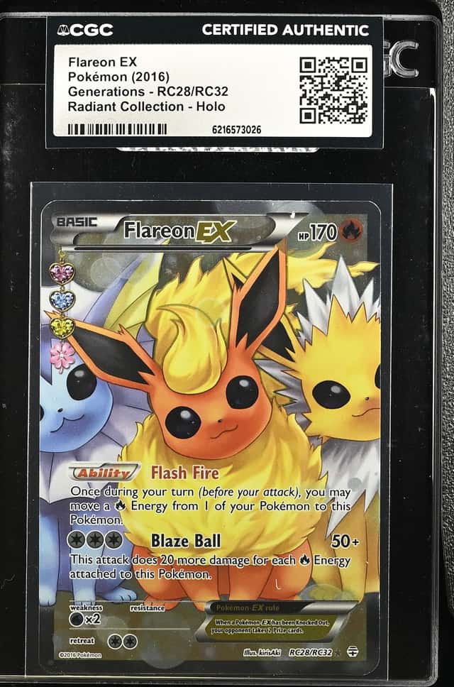 2016 Pokemon XY Generations Radiant Collection Full Art Flareon EX #RC28 CGC AUTH
