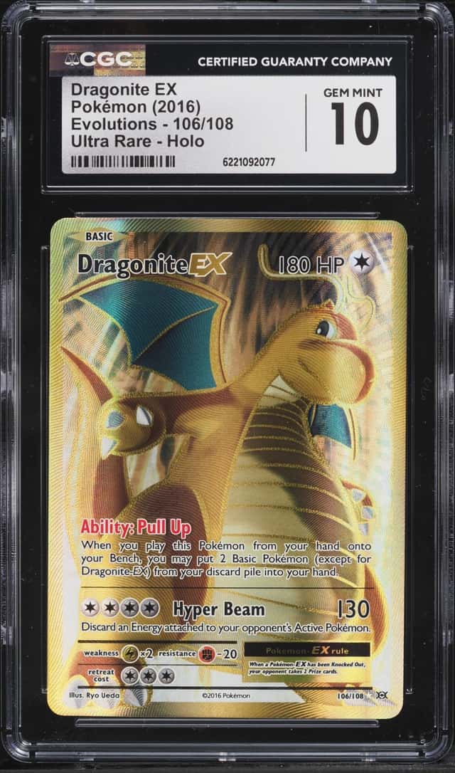 2016 Pokemon XY Evolutions Gold Rare Dragonite EX #106 CGC 10 GEM MINT