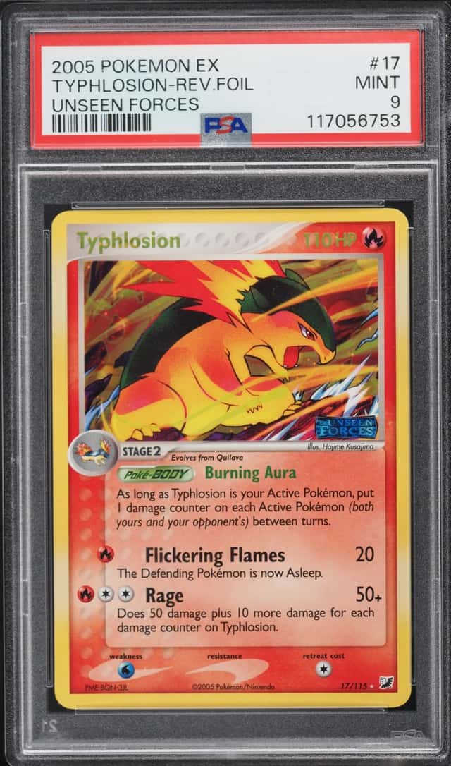2005 Pokemon EX Unseen Forces Reverse Holo Typhlosion #17 PSA 9 MINT
