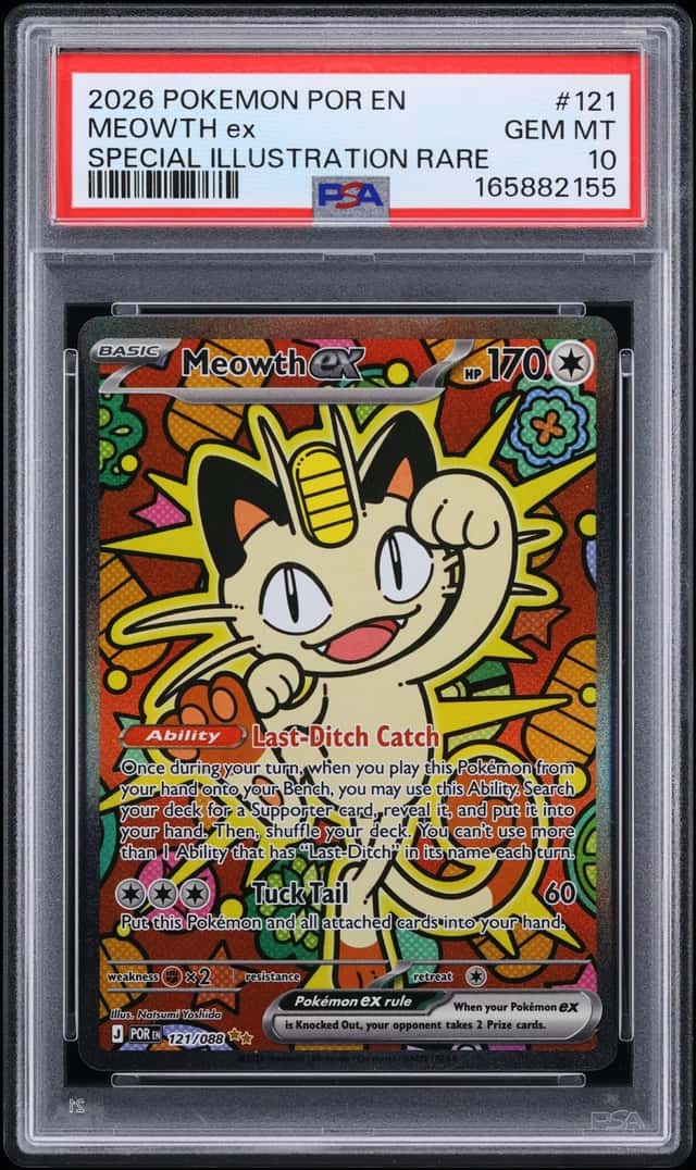 2026 Pokemon Mega Evolution Perfect Order SIR Meowth Ex #121 PSA 10 GEM MINT