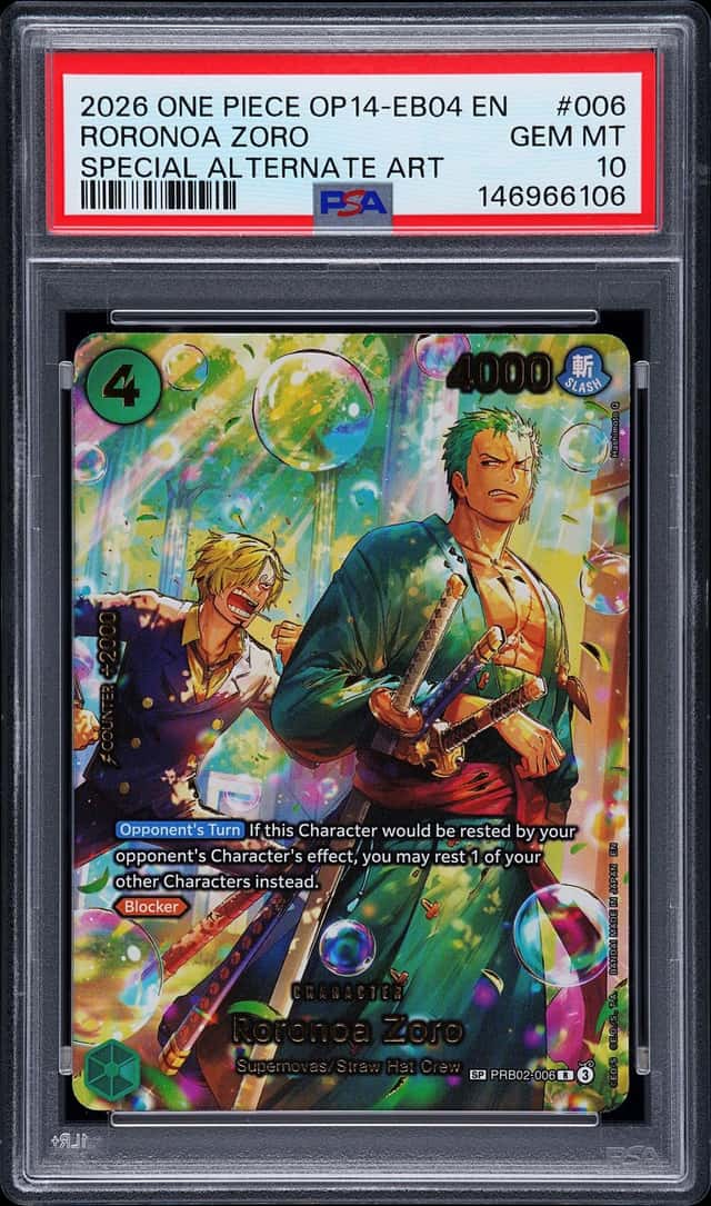 2026 One Piece Roronoa Zoro PRB02-006 SP Alternate Art Azure Sea's Seven