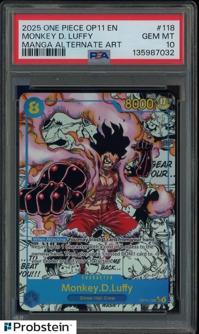 2025 One Piece OP11 EN Manga Alternate Art #118 Monkey D. Luffy PSA 10 GEM MINT