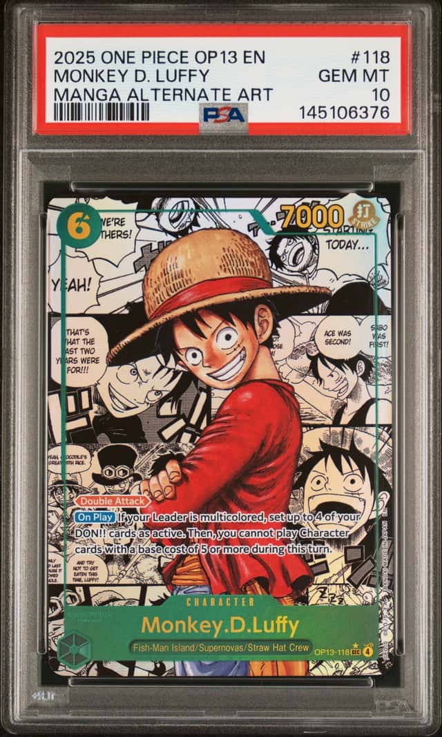 2025 One Piece OP13 En Manga Alternate Art #118 Monkey D. Luffy PSA 10 GEM MINT