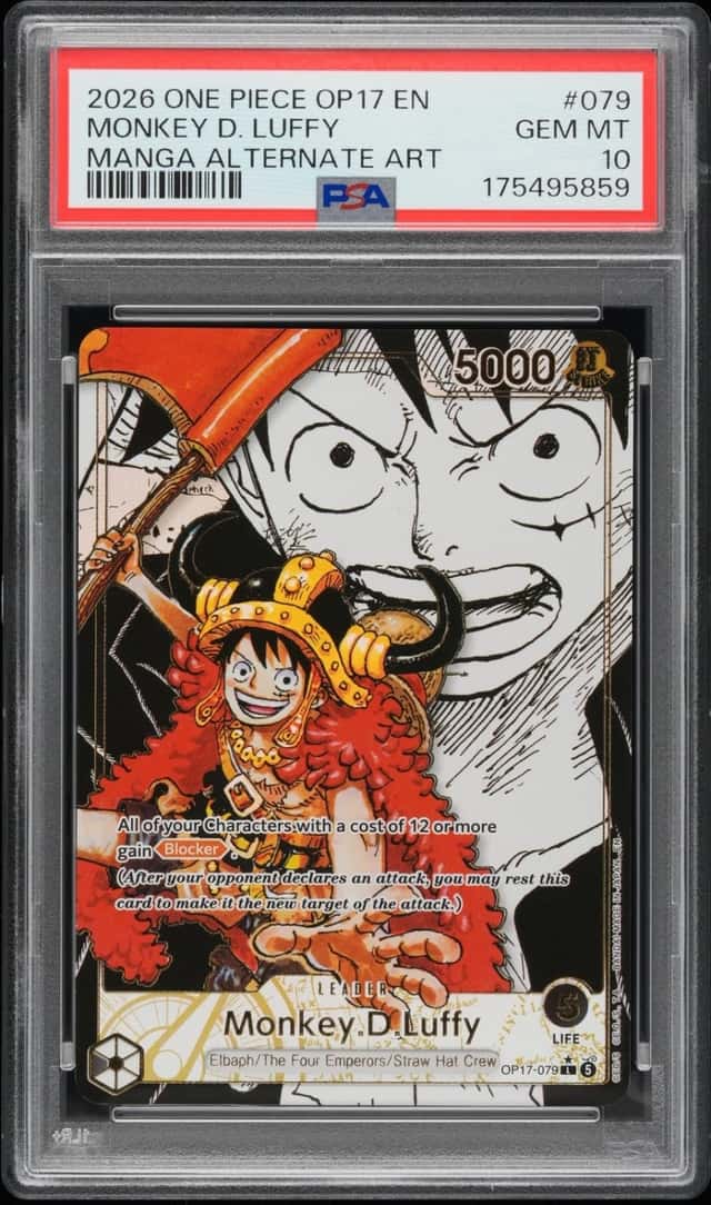 2026 ONE PIECE OP17-THE WORLD'S STRONGEST WARRIORS #079 MONKEY D. LUFFY PSA 10