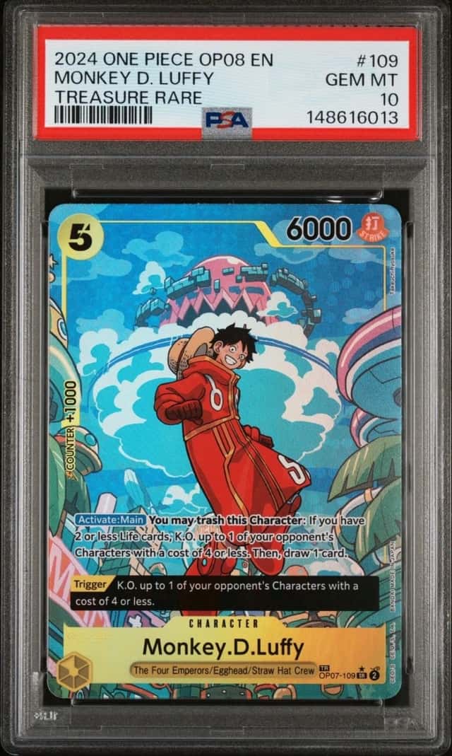 One Piece Monkey D Luffy Treasure Rare OP08-109 PSA 10 Gem Mint