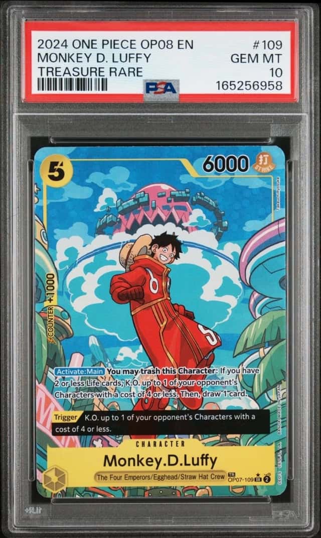 One Piece Monkey D Luffy Treasure Rare OP07-109 PSA 10 Gem Mint