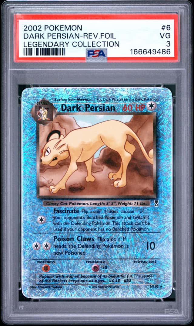 2002 Pokemon Legendary Collection Dark Persian Reverse Holo #6/110 PSA 3