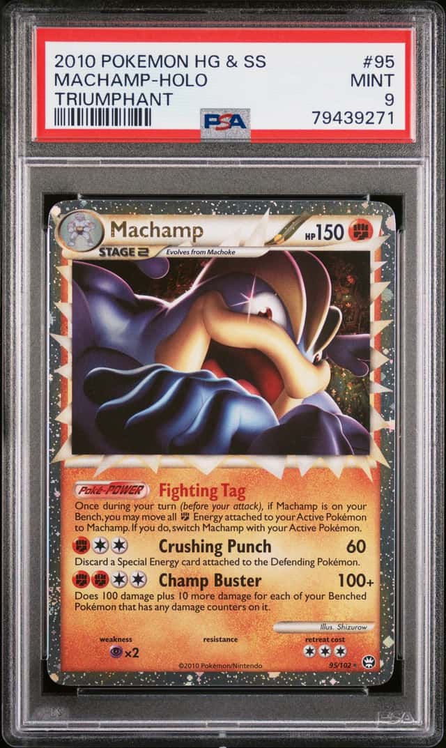 2010 POKEMON HEARTGOLD & SOULSILVER TRIUMPHANT #95/102 MACHAMP PSA 9