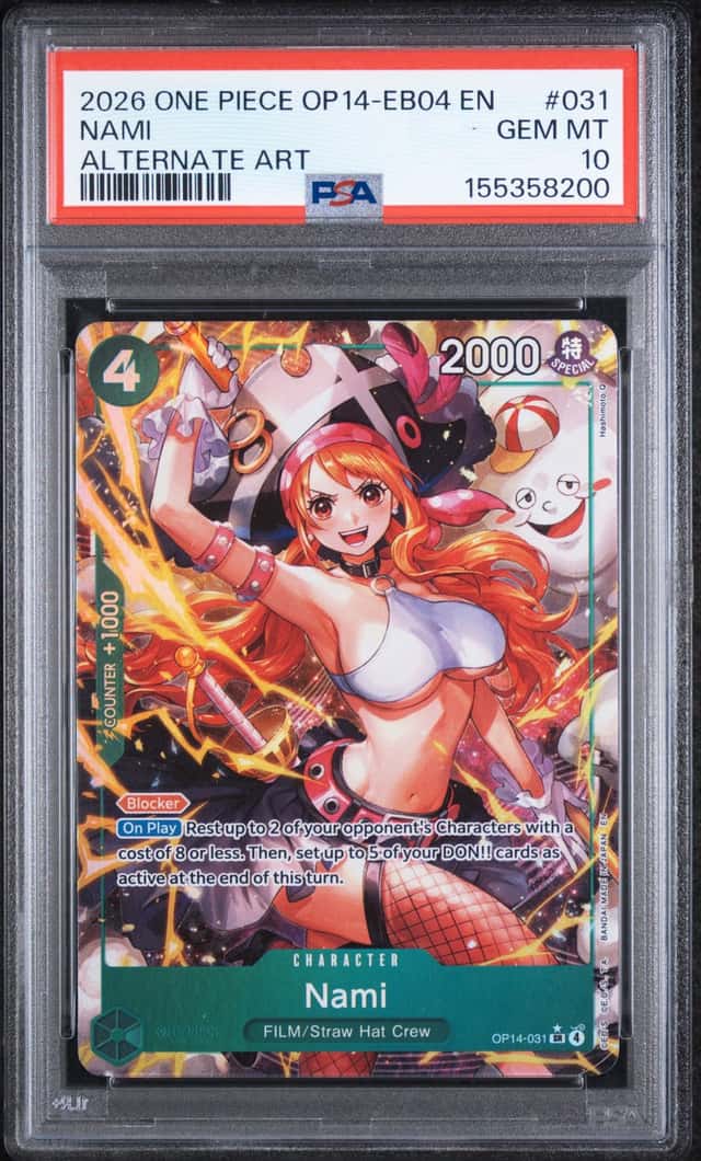 2026 One Piece Nami The Azure Sea's Seven OP14-Eb04 #031 Alternative Art PSA 10