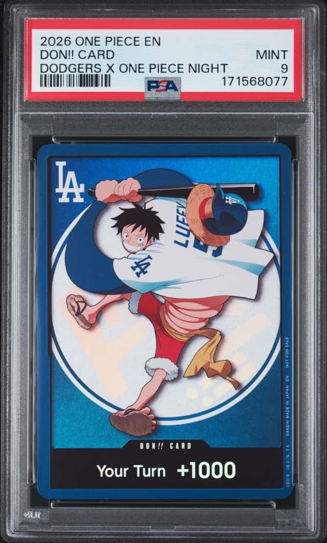 2026 DODGERS x ONE PIECE NIGHT MONKEY D LUFFY DON!! CARD PROMO PSA 9 MINT