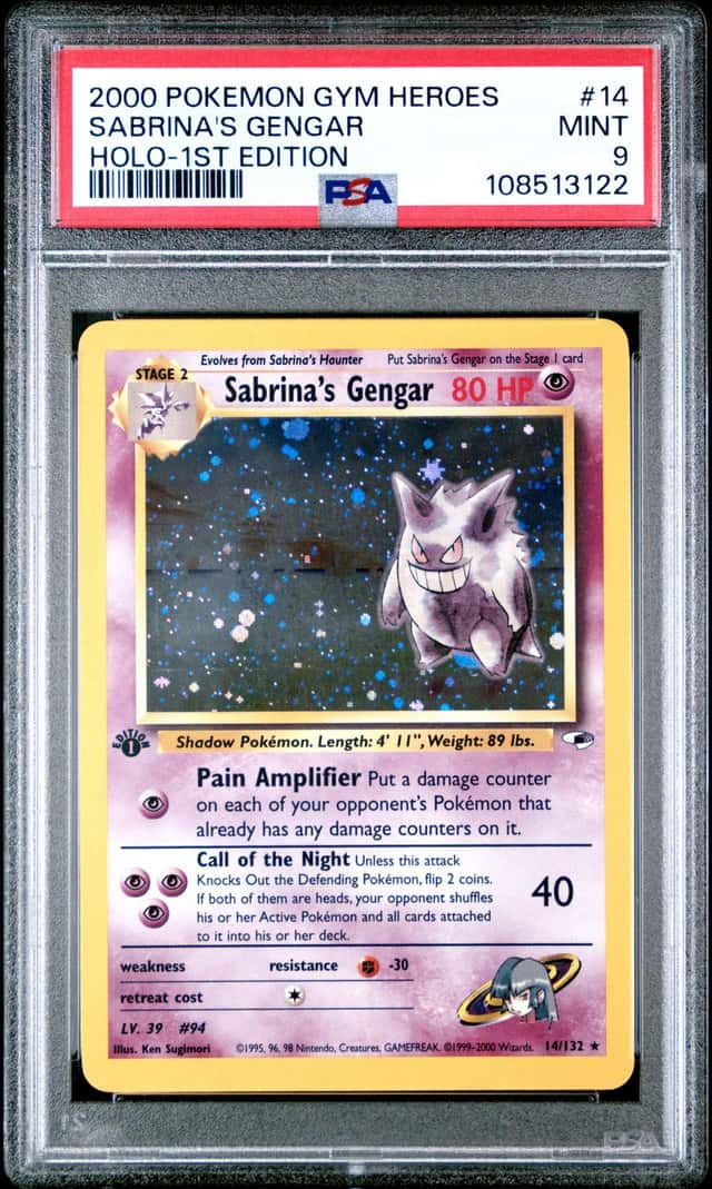 2000 Pokemon Gym Heroes 1st Edition Holo Sabrina's Gengar #14