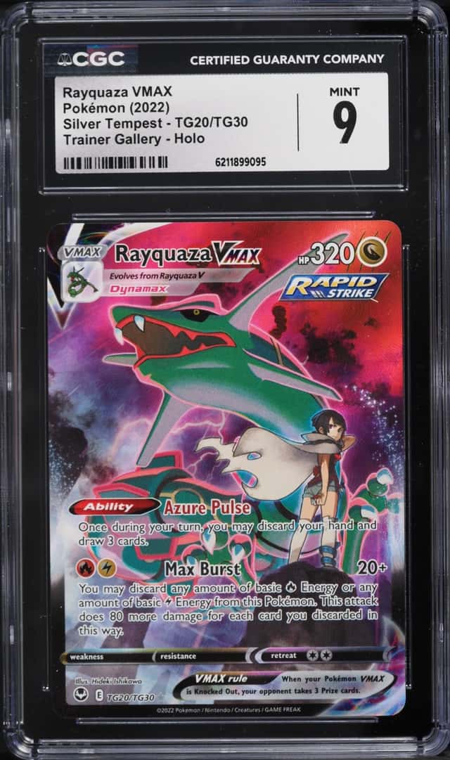 2022 Pokemon Sword & Shield Silver Tempest CHR Rayquaza VMAX #TG20 CGC 9 MINT