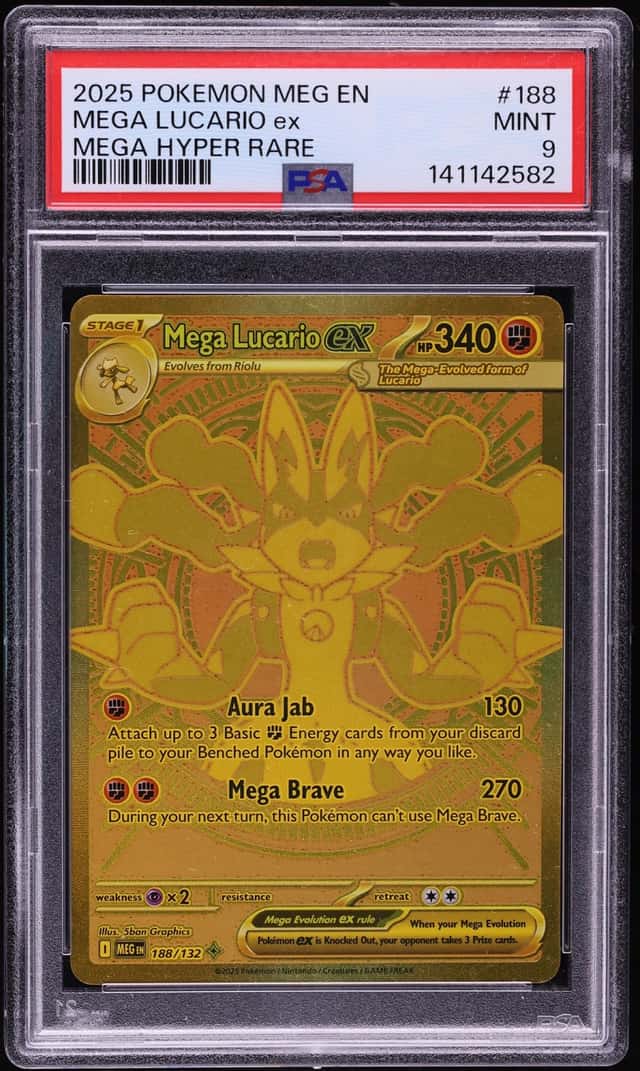 2025 Pokemon Mega Evolution MHR Mega Lucario ex #188 PSA 9 MINT