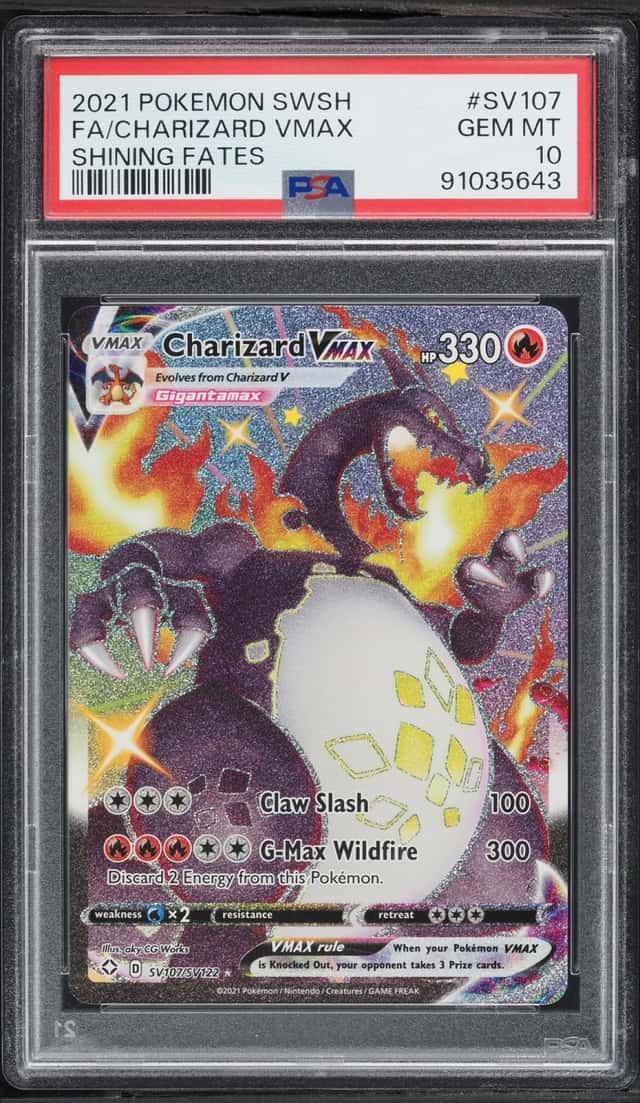 2021 Pokemon SWSH Shining Fates Vault Full Art Shiny Charizard VMAX #SV107 PSA 10 GEM MINT