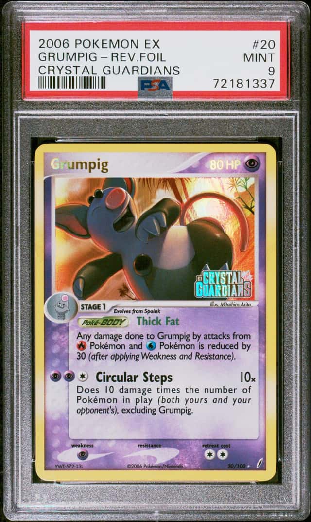 2006 Pokemon EX Crystal Guardians Reverse Holo Grumpig #20 PSA 9 MINT