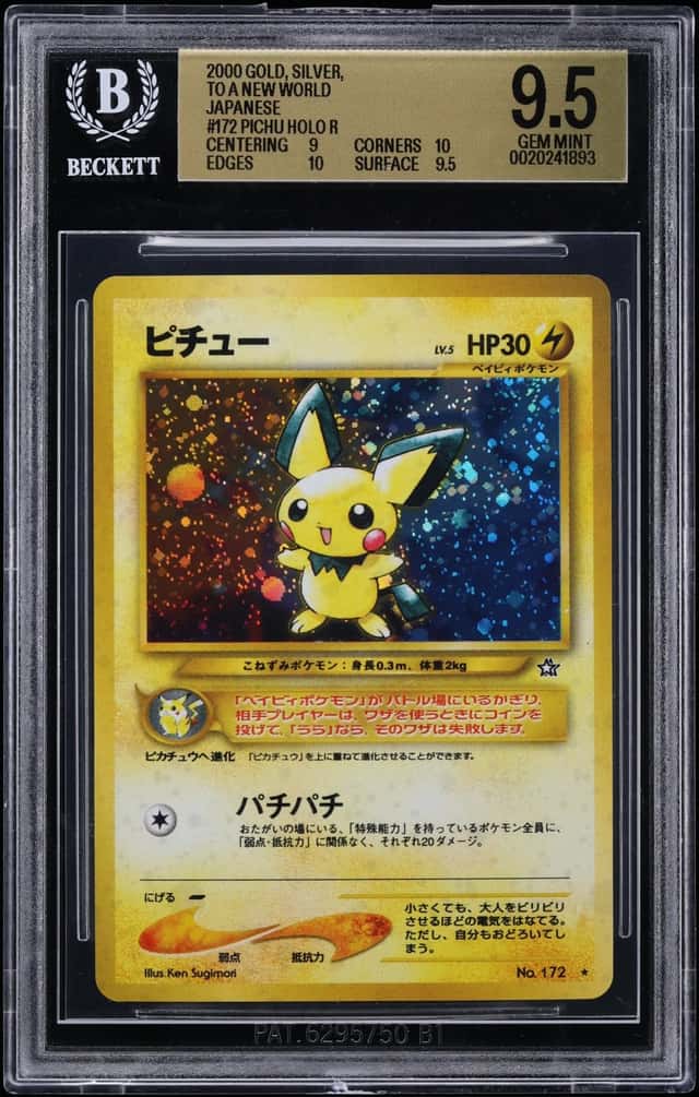 2000 Pokemon Japanese Neo Gold Silver To A New World Holo Pichu #172 BGS 9.5 GEM MINT