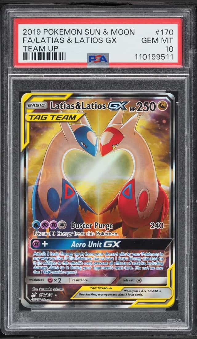 2019 Pokemon Sun & Moon Team Up Full Art Latias & Latios GX #170 PSA 10 GEM MINT