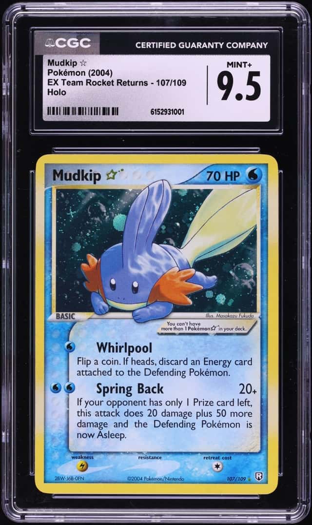 2004 Pokemon EX Team Rocket Returns Holo Mudkip Gold Star #107 CGC 9.5 MINT+