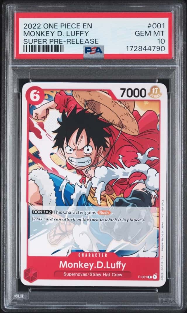 2022 ONE PIECE PROMOS SUPER PRE-RELEASE #001 MONKEY D. LUFFY PSA 10