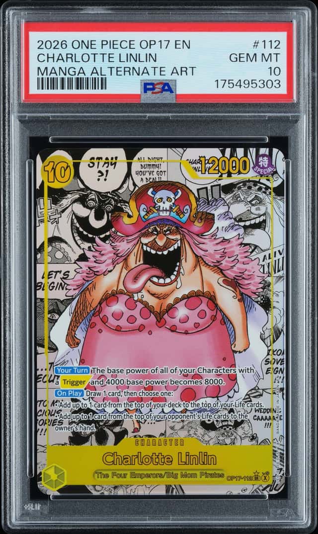 2026 ONE PIECE WORLD'S STRONGEST WARRIORS MANGA ALT ART CHARLOTTE LINLIN PSA 10