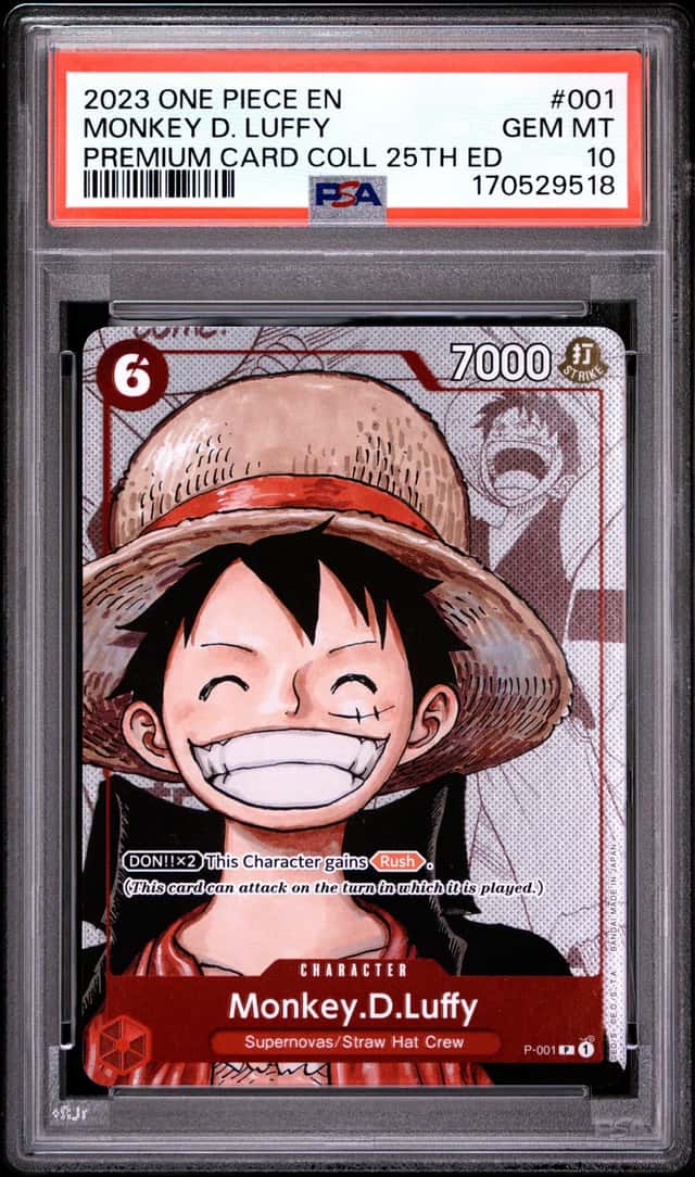 2023 ONE PIECE PREMIUM CARD COLLECTION 25TH EDITION #001 MONKEY D. LUFFY PSA 10