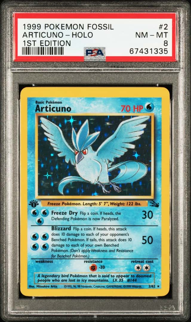 1999 Pokemon Fossil Articuno Holo #2 1st Edition PSA 8 NM-MT WOTC