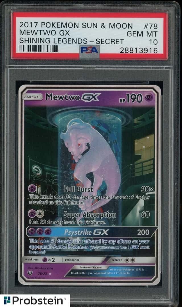 2017 Pokemon Sun & Moon Shining Legends Secret #78 Mewtwo GX PSA 10 GEM MINT