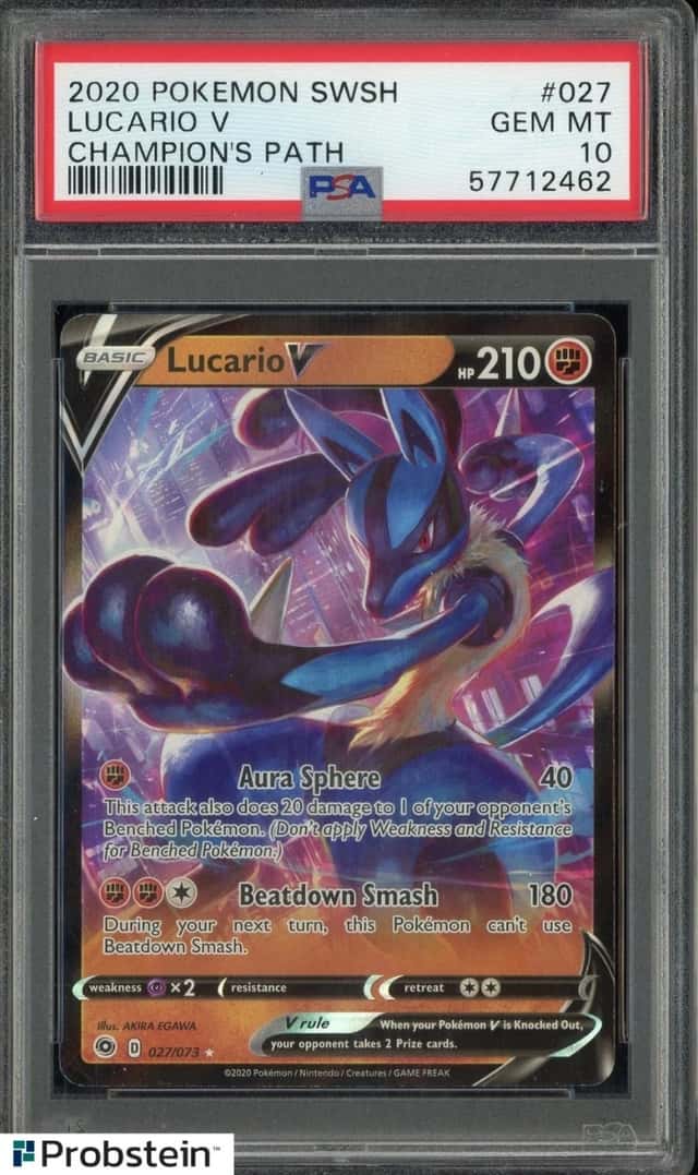 2020 Pokemon SWSH Champion's Path #027 Lucario V PSA 10 GEM MINT
