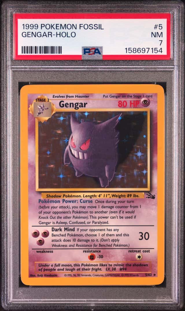 1999 Pokemon Fossil #5 Gengar - Holo PSA 7 NM