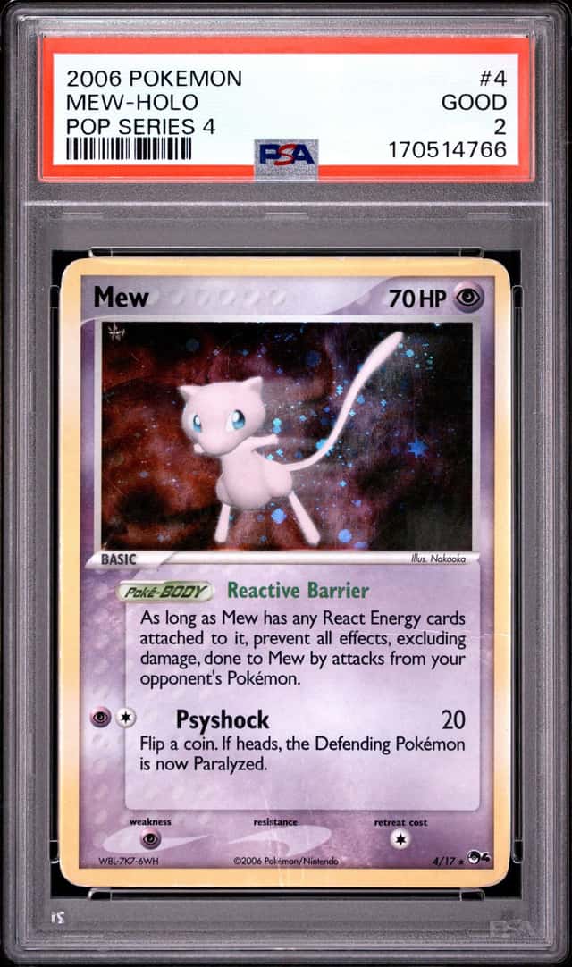 2006 POKEMON POP SERIES 4 #4 MEW-HOLO PSA 2
