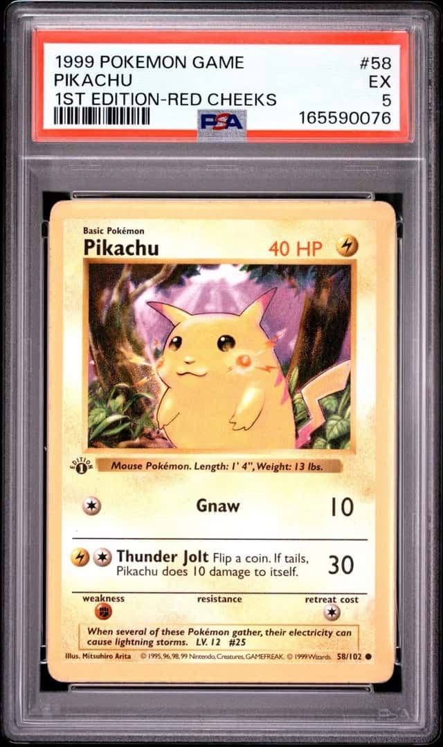 1999 POKEMON BASE SET 1ST EDITION-RED CHEEKS #58 PIKACHU PSA 5