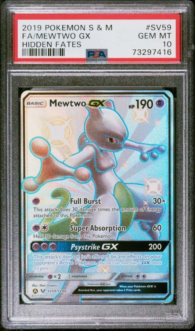 Pokemon 2019 Mewtwo GX SV59 Full Art Shiny Holo Rare Hidden Fates GEM MT PSA 10