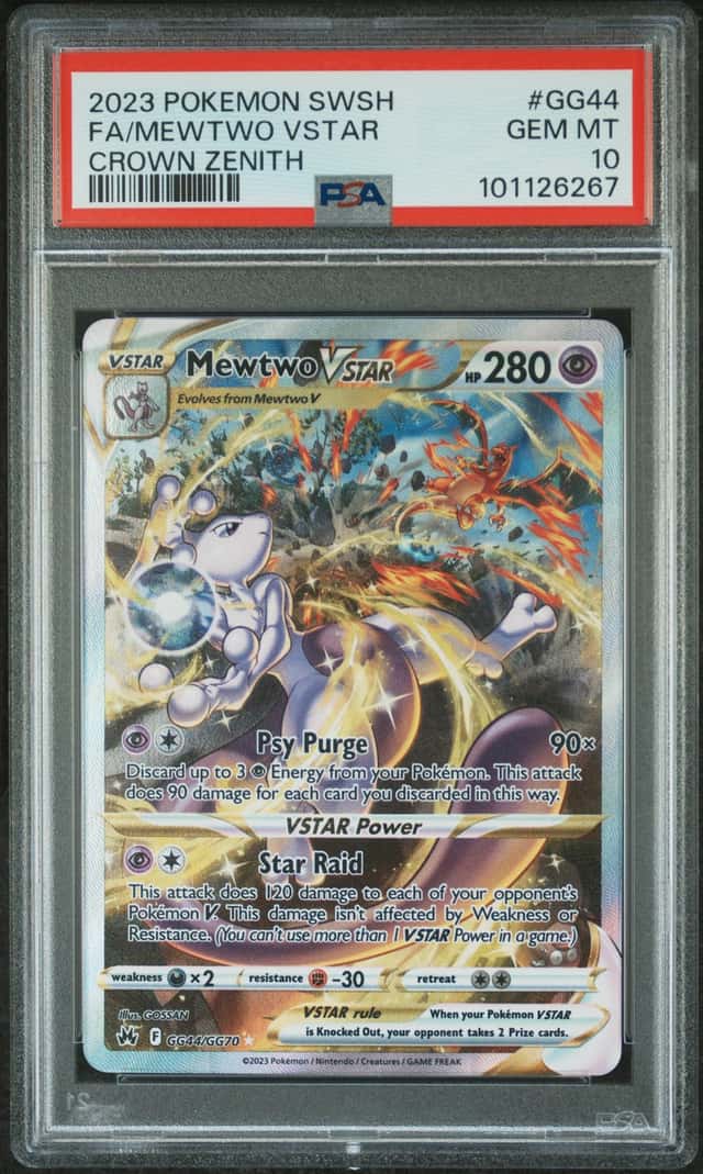 Pokemon Mewtwo VSTAR PSA 10 Crown Zenith Galarian Gallery GG44 Full Art Holo