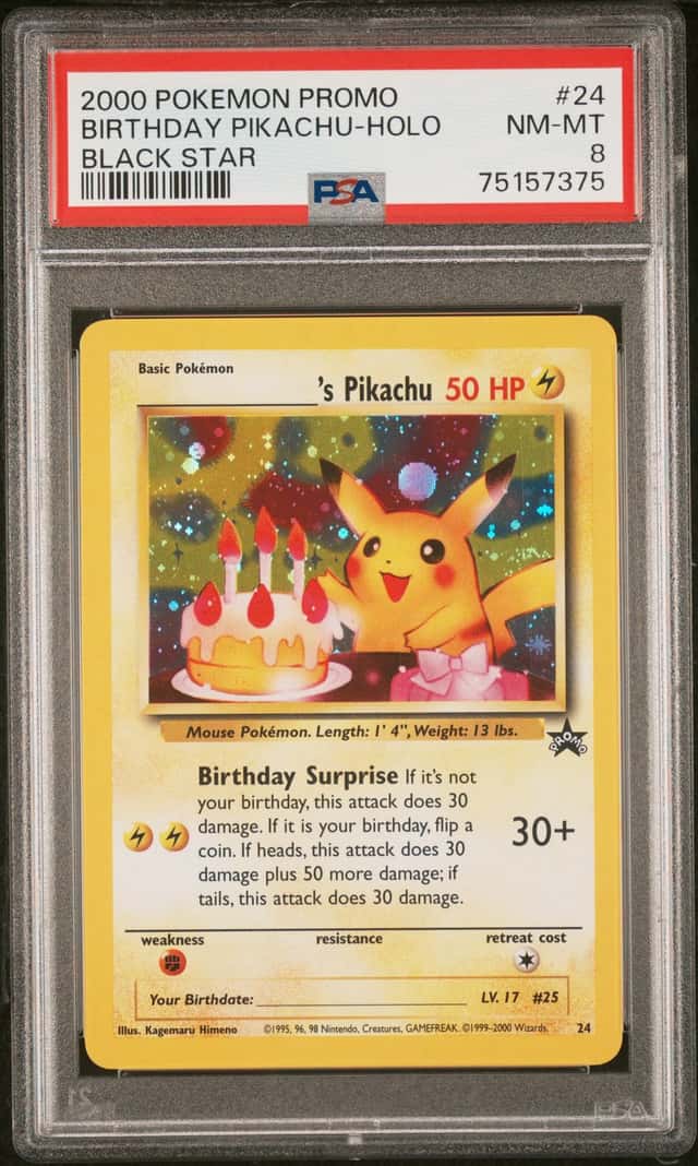 2000 Pokemon Promo Black Star #24 Birthday Pikachu PSA 8