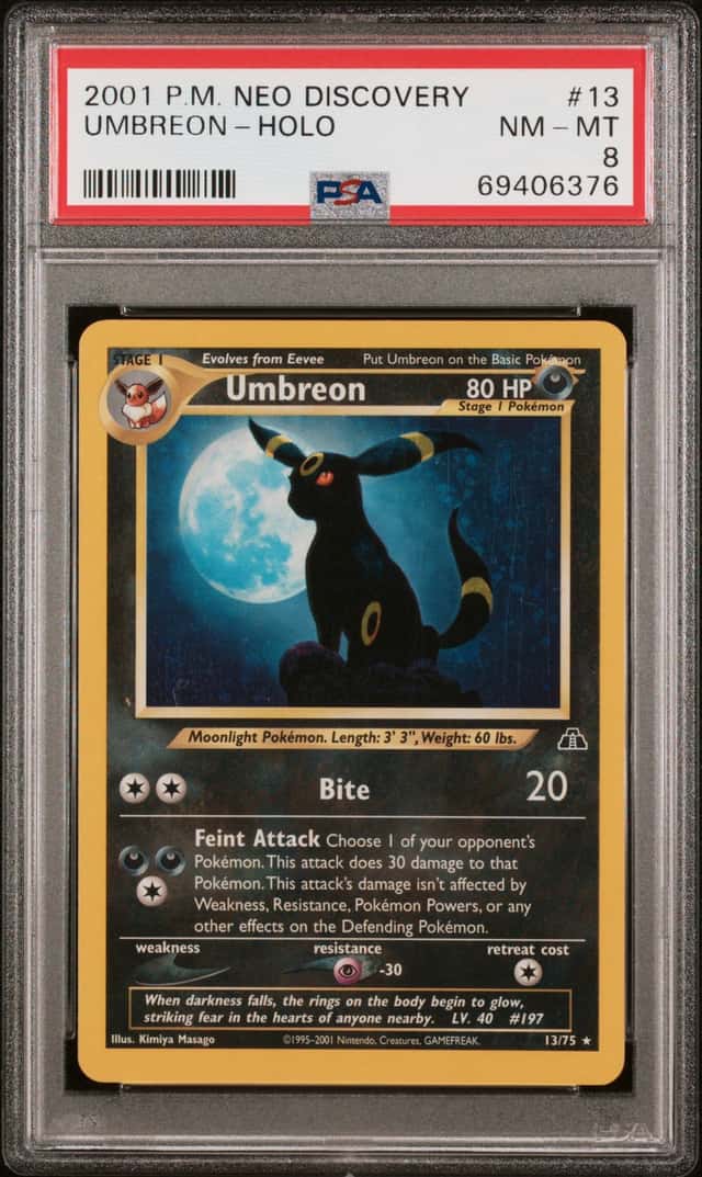 2001 POKEMON NEO DISCOVERY #13 UMBREON-HOLO PSA 8 NM-MT