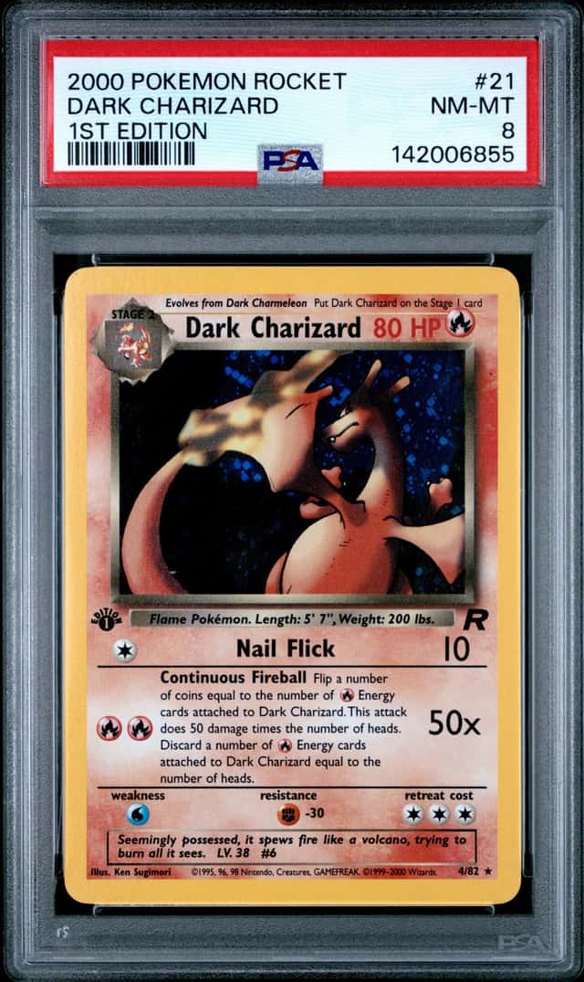 2000 POKEMON DARK CHARIZARD 1ST EDITION ROCKET #21 PSA 8