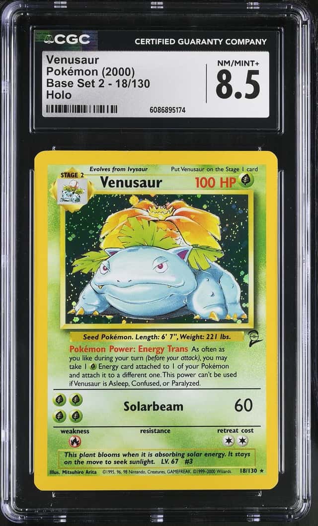 2000 Pokemon Base Set 2 #18 Venusaur Holo CGC 8.5 NM-MT+
