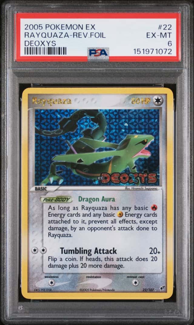 Rayquaza Reverse Foil #22 EX Deoxys 2005 Pokemon PSA 6 **STAMP**