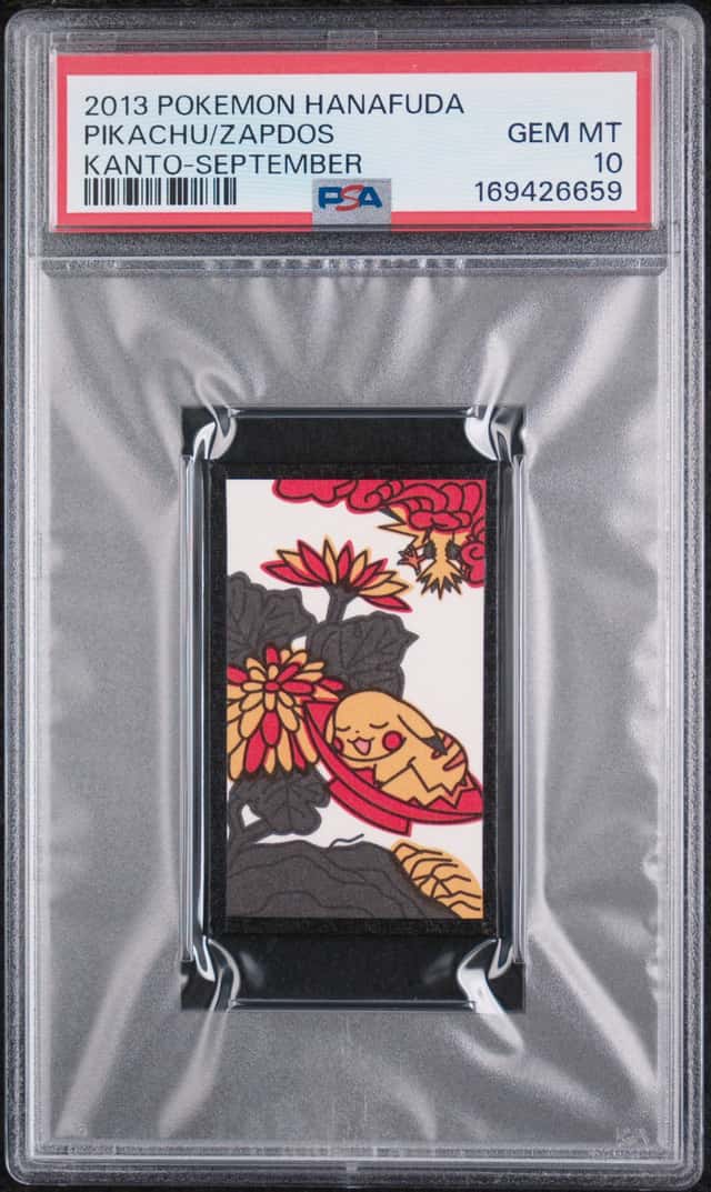 2013 POKEMON HANAFUDA KANTO SEPTEMBER PIKACHU/ZAPDOS PSA 10