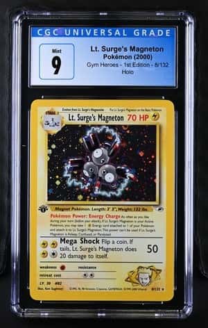 Pokémon Lt. Surge's Magneton 2000 Gym Heroes - 1st Ed. 8/132 Holo CGC 9