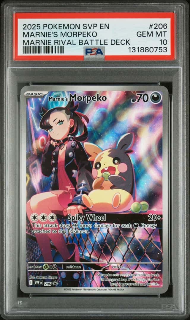 2025 POKEMON SVP MARNIE RIVAL BATTLE DECK PROMO #206 MARNIE'S MORPEKO PSA 10