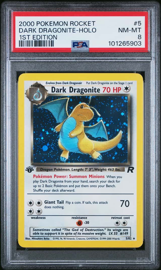 POKEMON DARK DRAGONITE 2000 ROCKET #5 1ST EDITION HOLO PSA 8