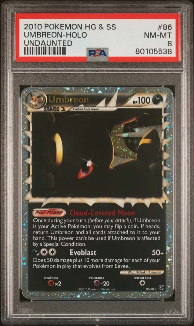 POKEMON UMBREON-HOLO 2010 HEARTGOLD & SOULSILVER UNDAUNTED #86 PSA 8